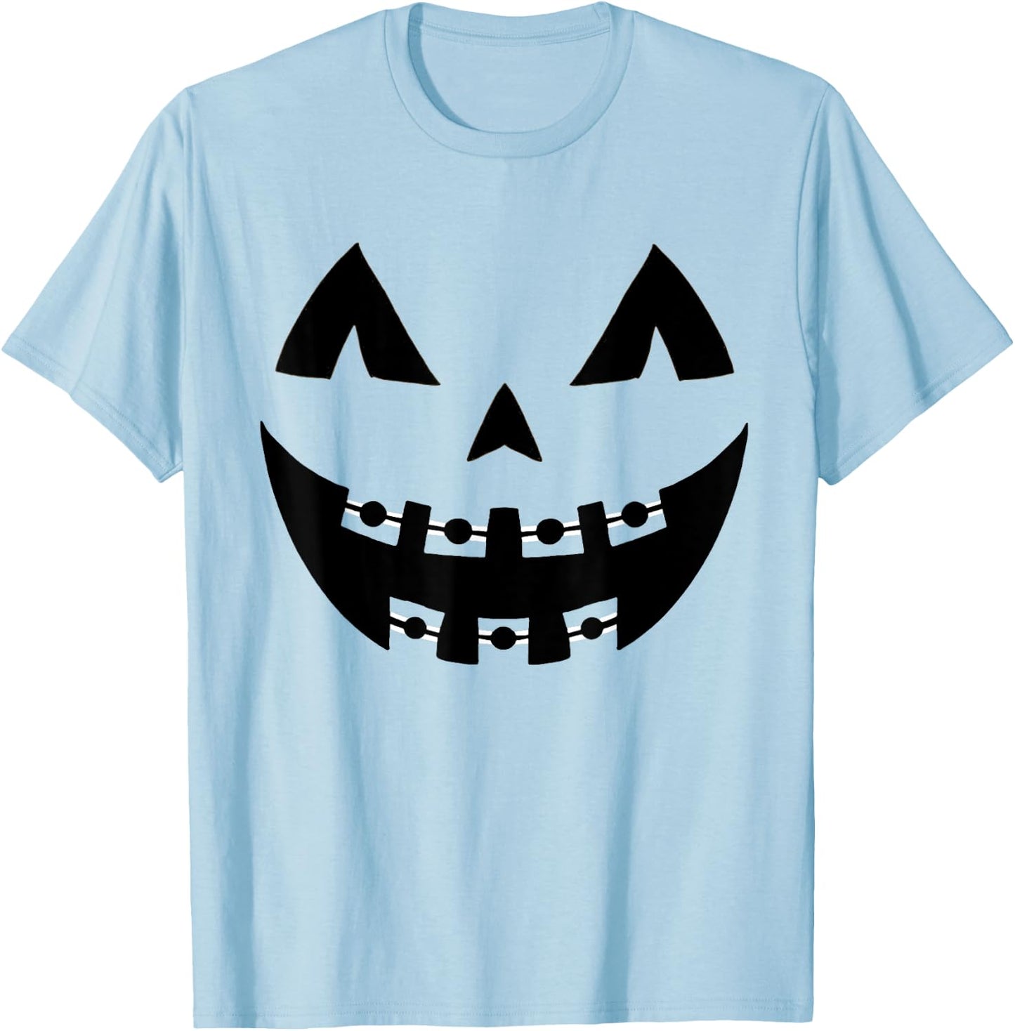 Halloween Jack O Lantern Face Pumpkin Braces Orthodontics T-Shirt - T-Shirt | Light Blue