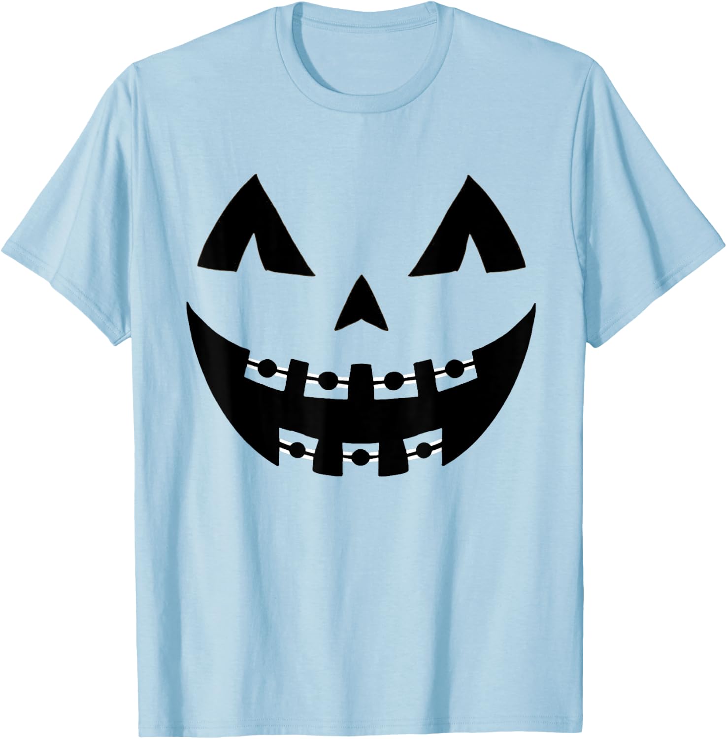 Halloween Jack O Lantern Face Pumpkin Braces Orthodontics T-Shirt - T-Shirt | Light Blue