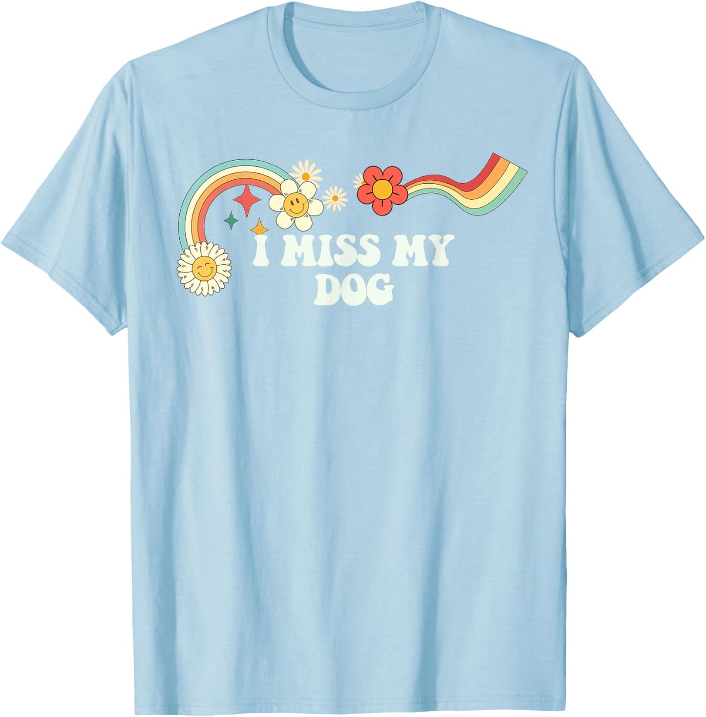 Groovy Funny I Miss My Dog Men Retro T-Shirt - T-Shirt | Light Blue