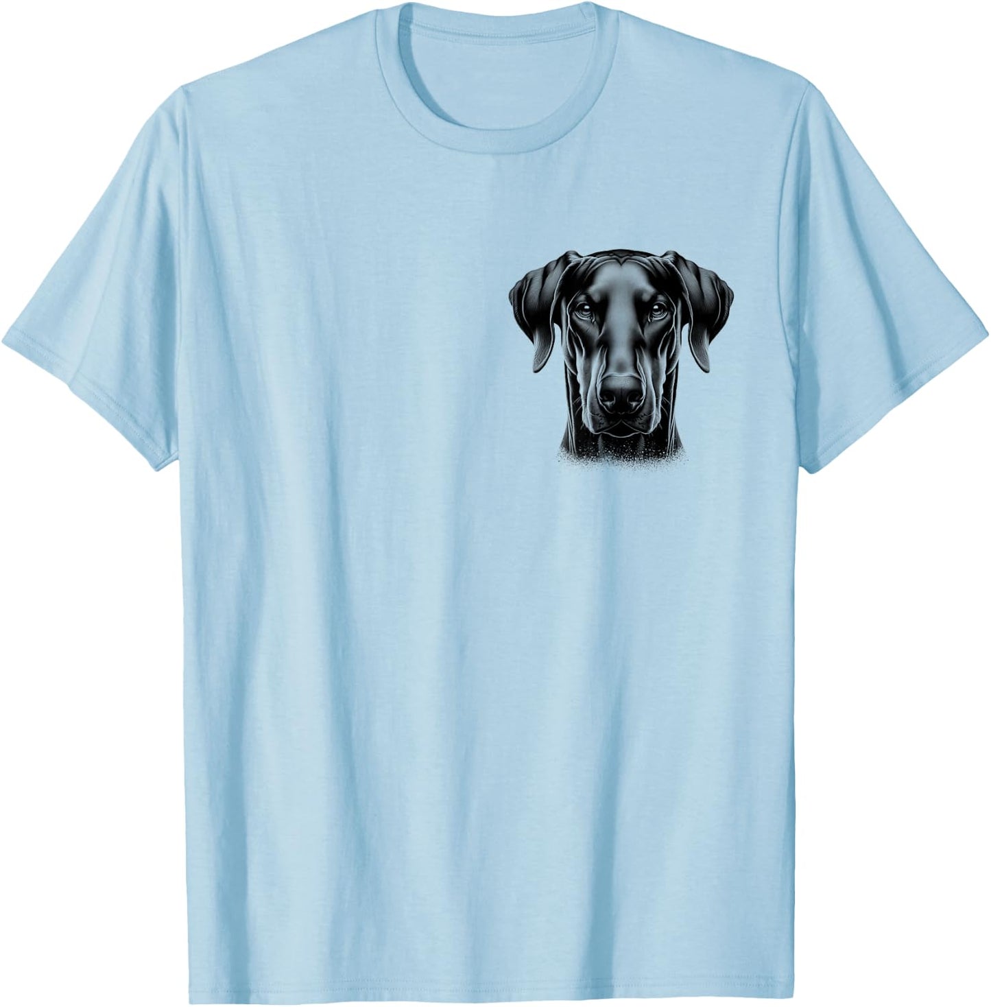 MyAnimal - Your Favourite Animal Wear Proud Doberman Head with Floppy Ears on Chest , Small, Grey T-Shirt - T-Shirt | Light Blue