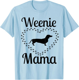 Weenie Mama Funny Dachshund Weiner Dog Heart Love Paw Mom Men Women T-Shirt - T-Shirt | Light Blue