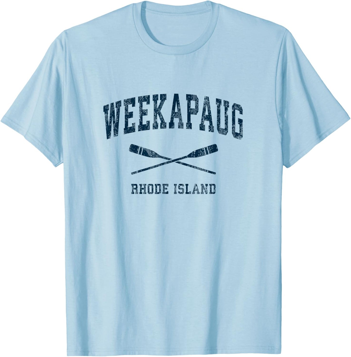 Weekapaug Rhode Island Vintage Nautical Paddles Sports Oars T-Shirt - T-Shirt | Light Blue