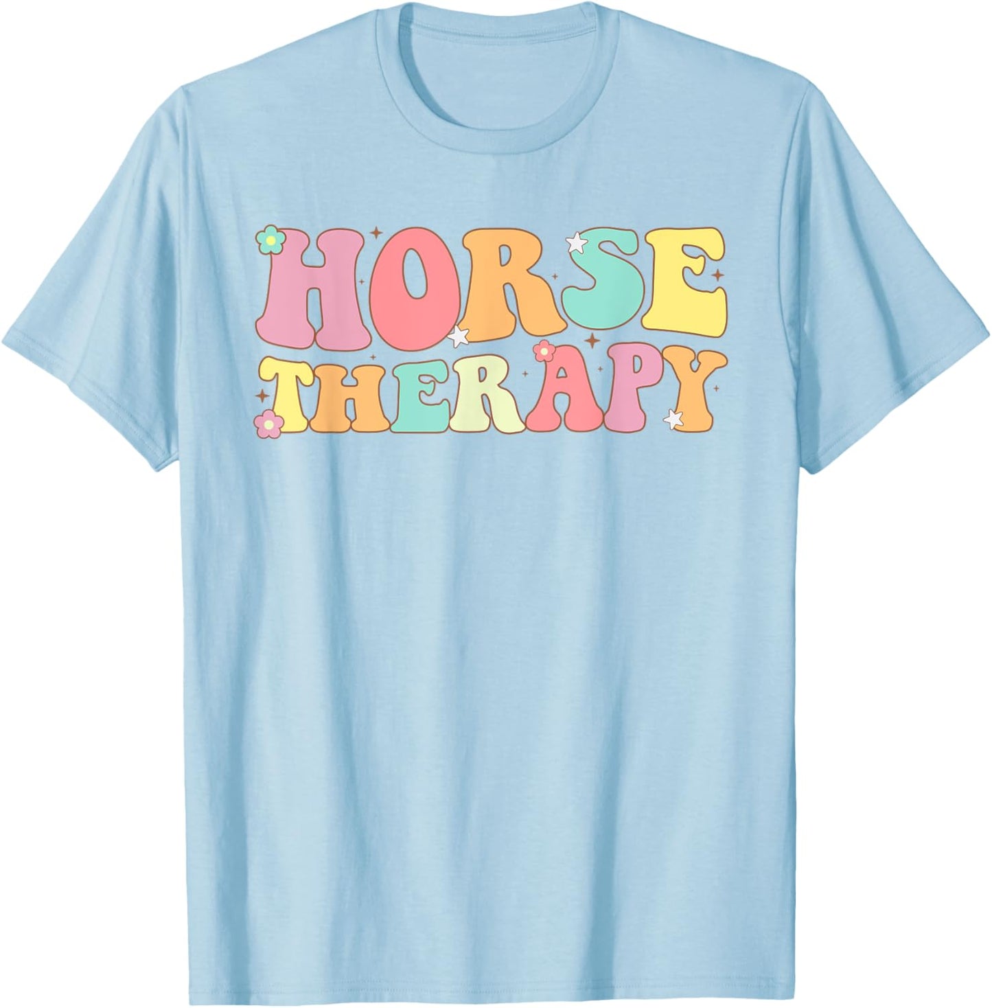 Groovy Equine Therapy Horse Trainer Psychology T-Shirt - T-Shirt | Light Blue