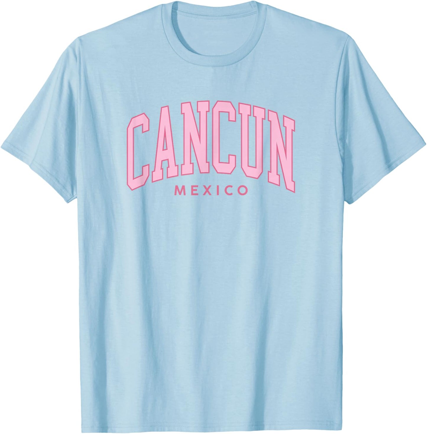 Cancun Mexico Cruise Retro Pink Preppy Throwback T-Shirt - T-Shirt | Light Blue