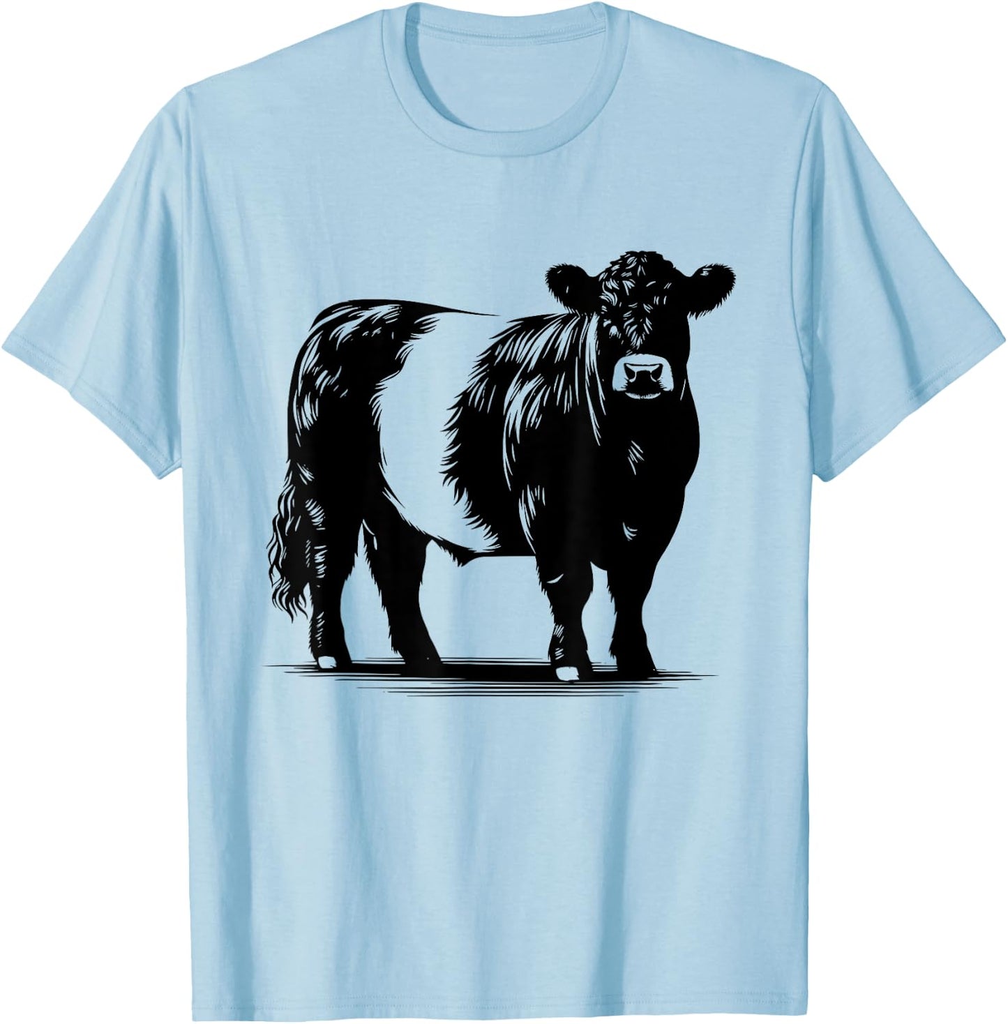 Cow Farmer Breeder - Monochromatic Belted Galloway Cattle T-Shirt - T-Shirt | Light Blue