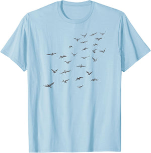 Flying Free Flock of Birds T-Shirt - T-Shirt | Light Blue