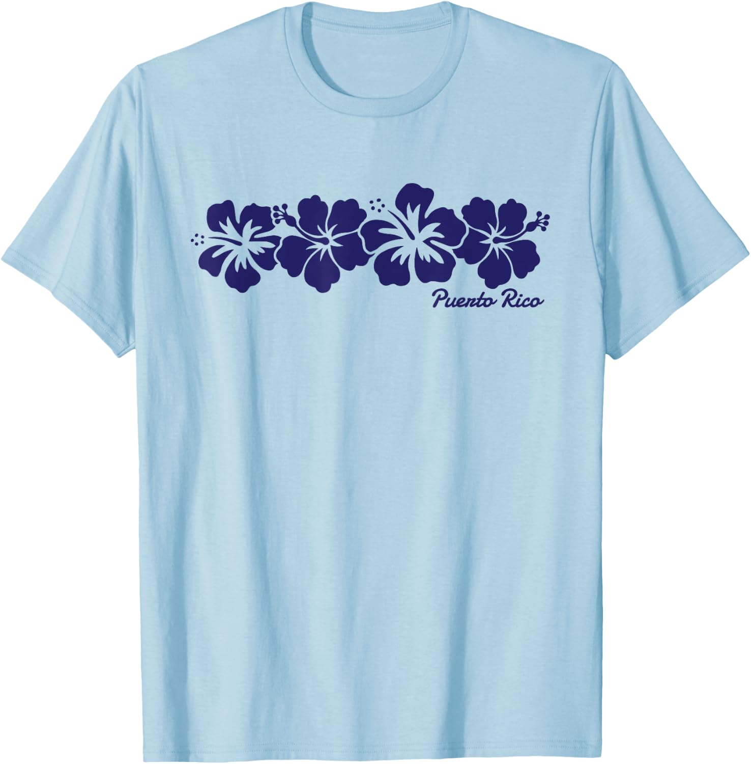 Puerto Rico Hibiscus Flower Boys Girls Vacation Souvenir T-Shirt - T-Shirt | Light Blue