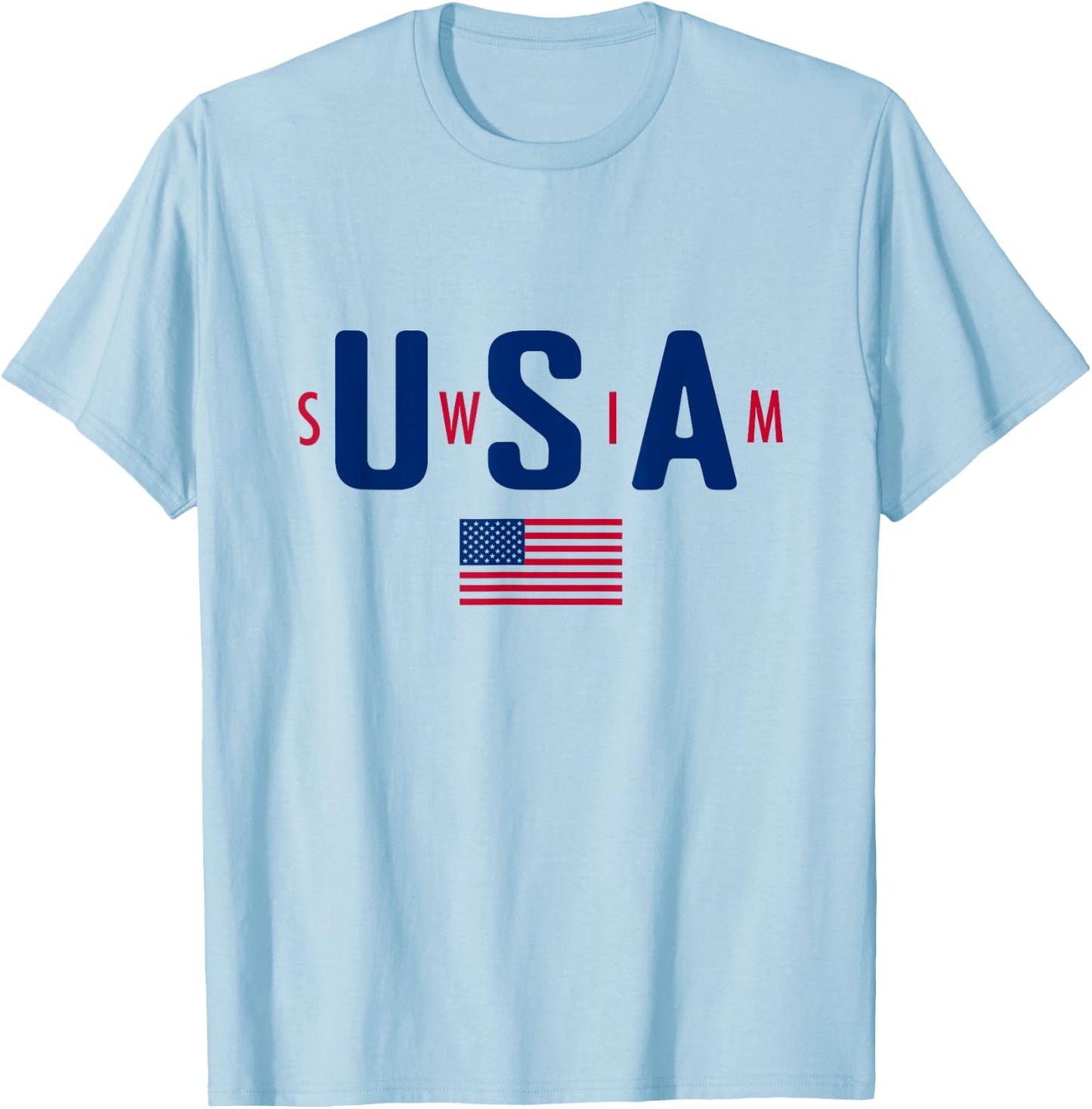 USA Swim Shirt, USA Summer Swimming 2024 Games T-Shirt - T-Shirt | Light Blue