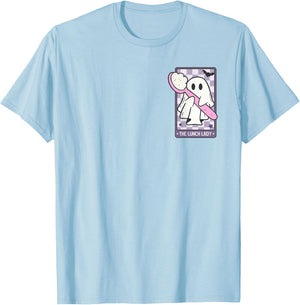 The Lunch Lady Tarot Card Spooky Ghost Halloween Cafeteria T-Shirt - T-Shirt | Light Blue