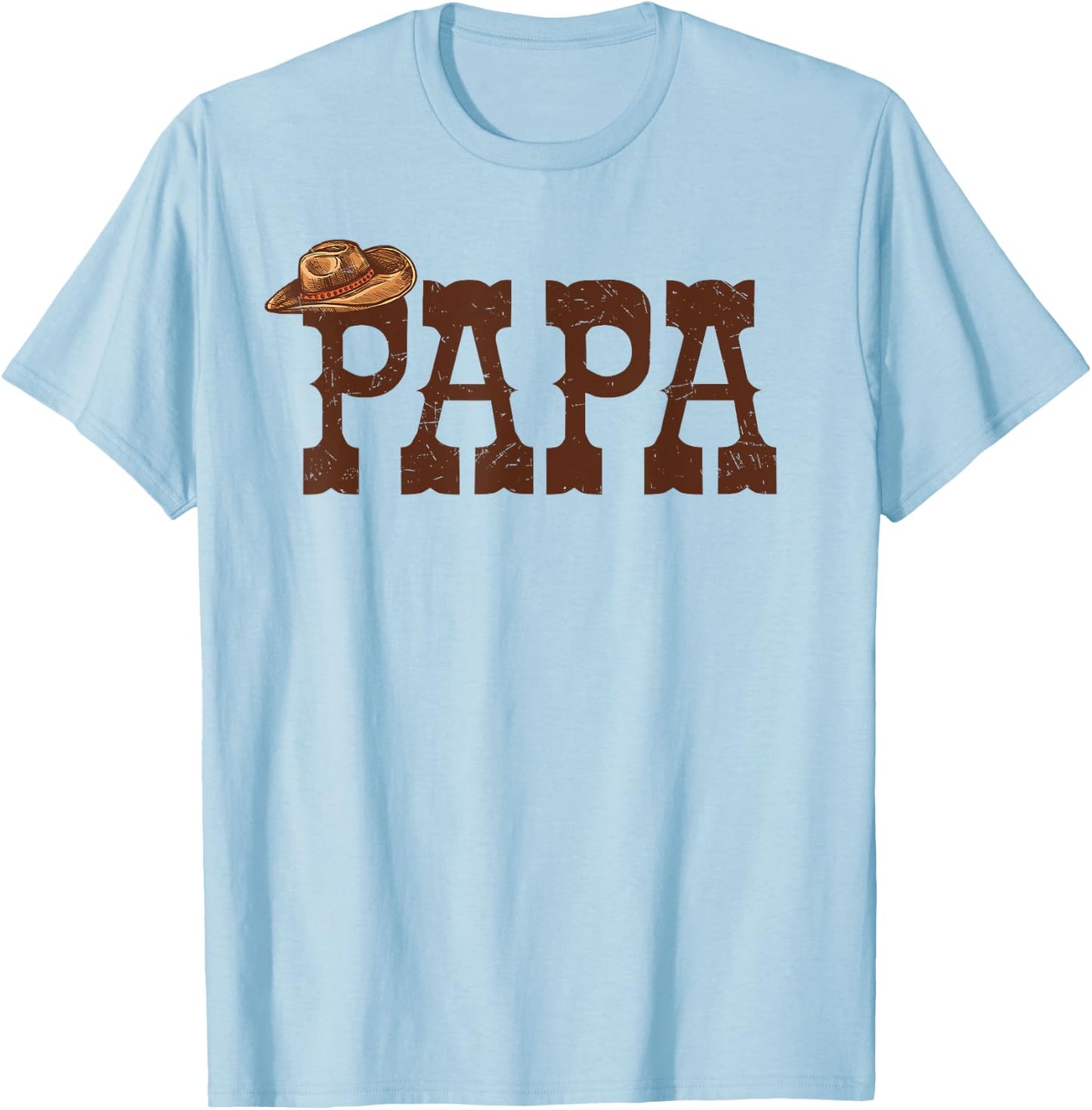 Papa Dad Western Family Matching Birthday Cowboy Cowgirl T-Shirt - T-Shirt | Light Blue