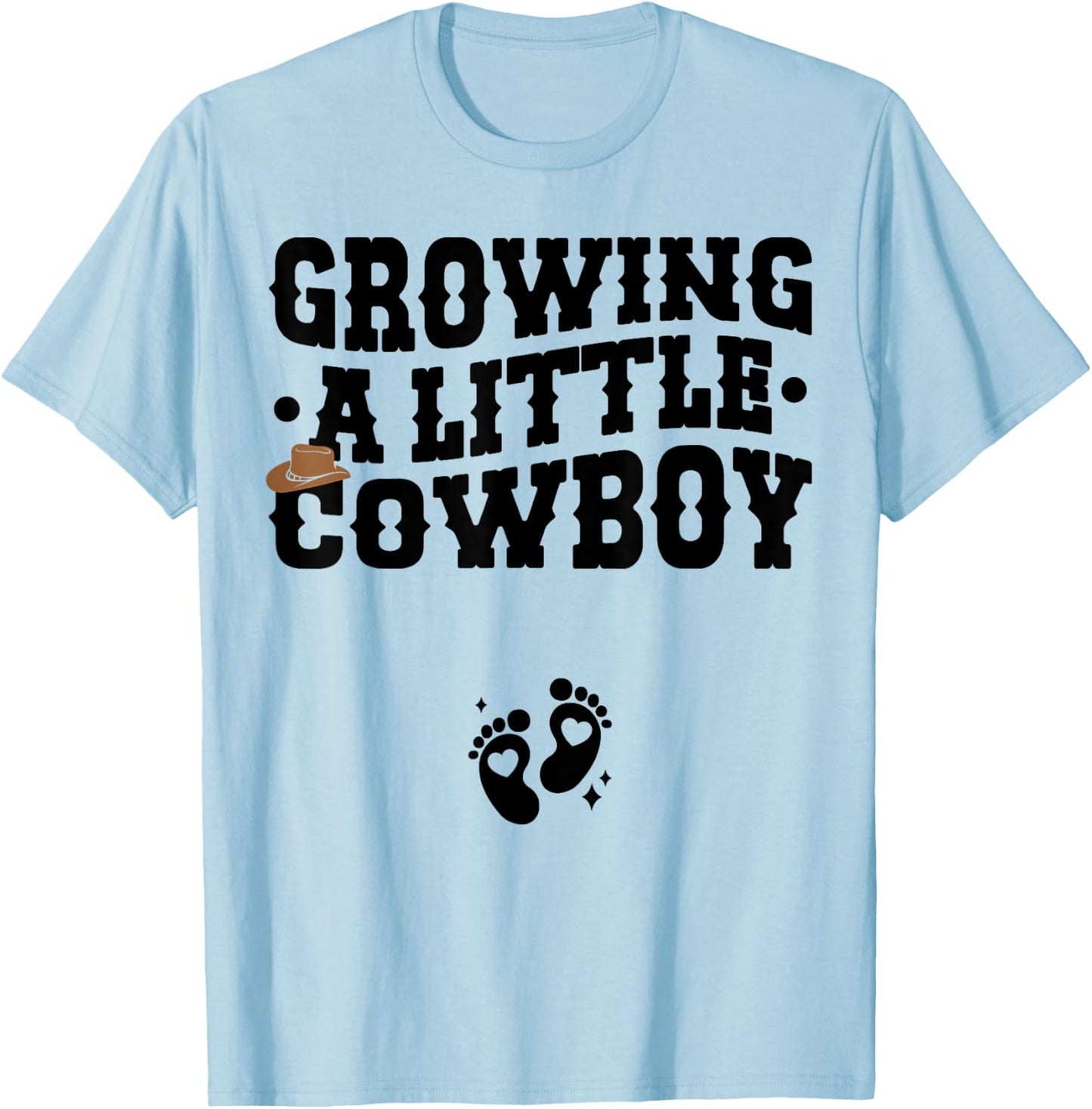 Country Pregnancy Announcement - Growing a Little Cowboy T-Shirt - T-Shirt | Light Blue