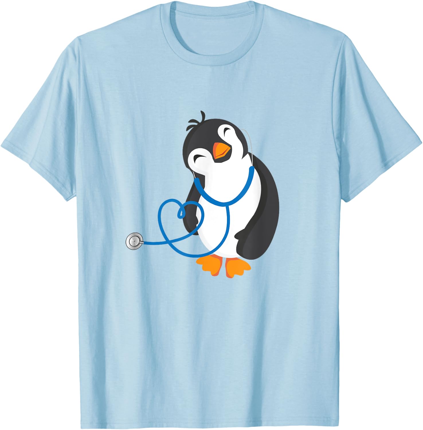 Cute Penguin Pediatrics Medical Nurse Doctor T-Shirt - T-Shirt | Light Blue