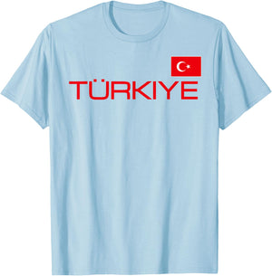 Turkiye Turkey Flag Turkish Sports Jersey Style T-Shirt - T-Shirt | Light Blue