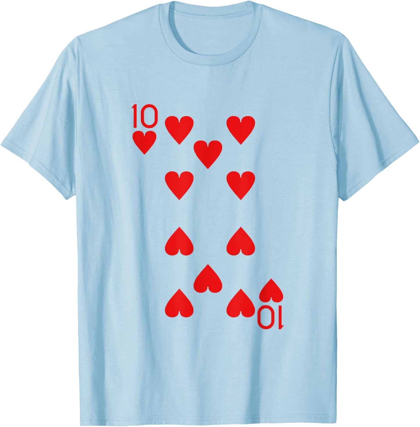 Ten of Hearts Royal Flush Costume Halloween Playing Cards T-Shirt - T-Shirt | Light Blue