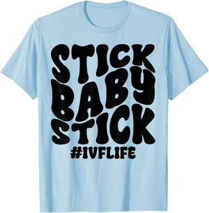 Stick Baby Stick IVF Infertility Warrior TTC Rainbow Retro T-Shirt - T-Shirt | Light Blue