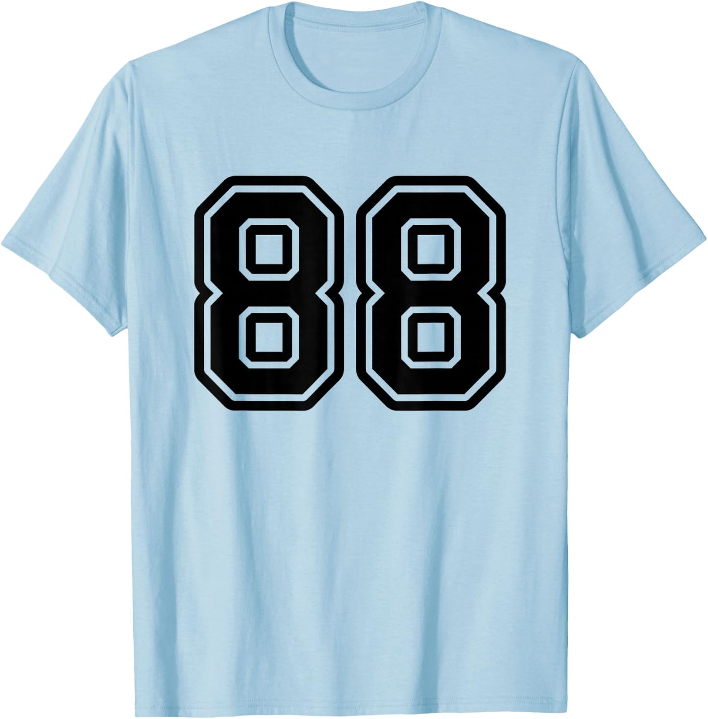 Number #88 Black Sport Varsity Number 88 T-Shirt - T-Shirt | Light Blue