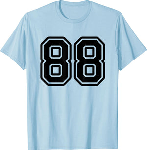 Number #88 Black Sport Varsity Number 88 T-Shirt - T-Shirt | Light Blue