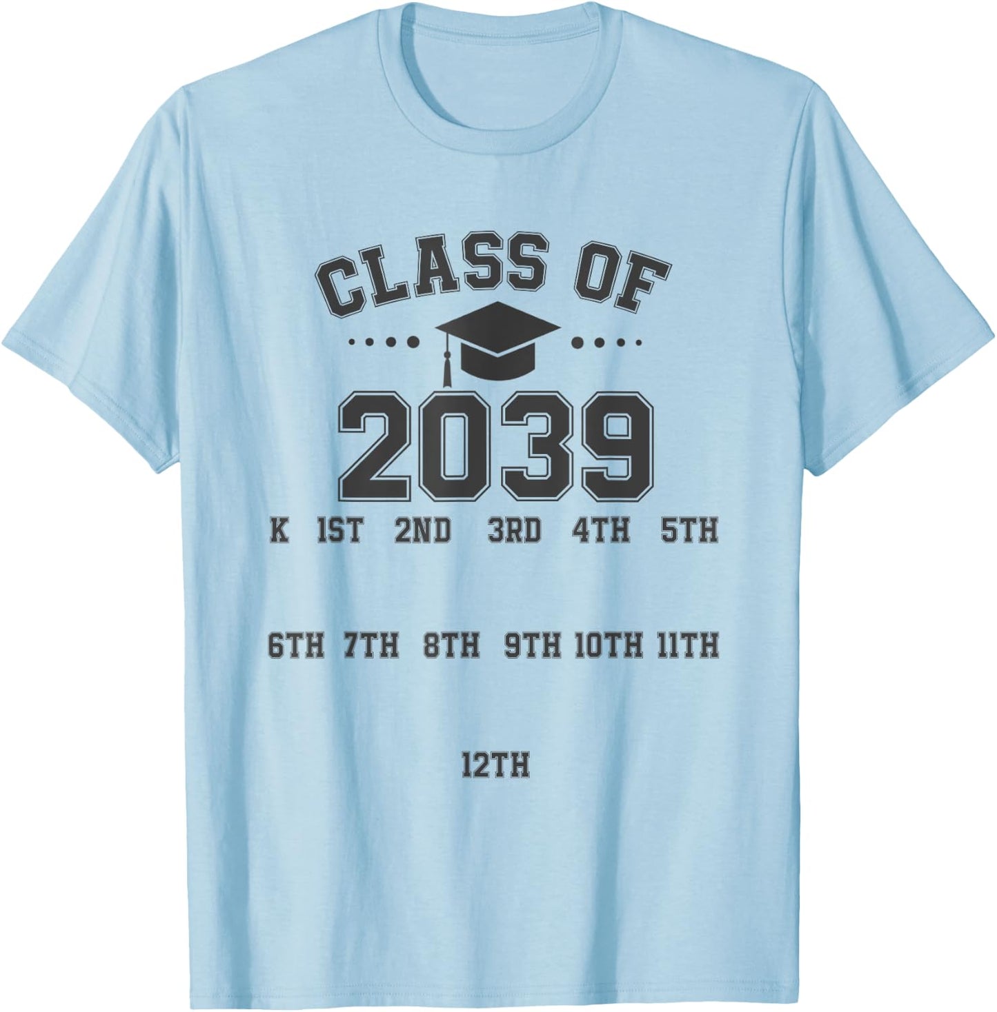 Class of 2039 Grow With Me Pre-k To 12th Grade Handprint T-Shirt - T-Shirt | Light Blue