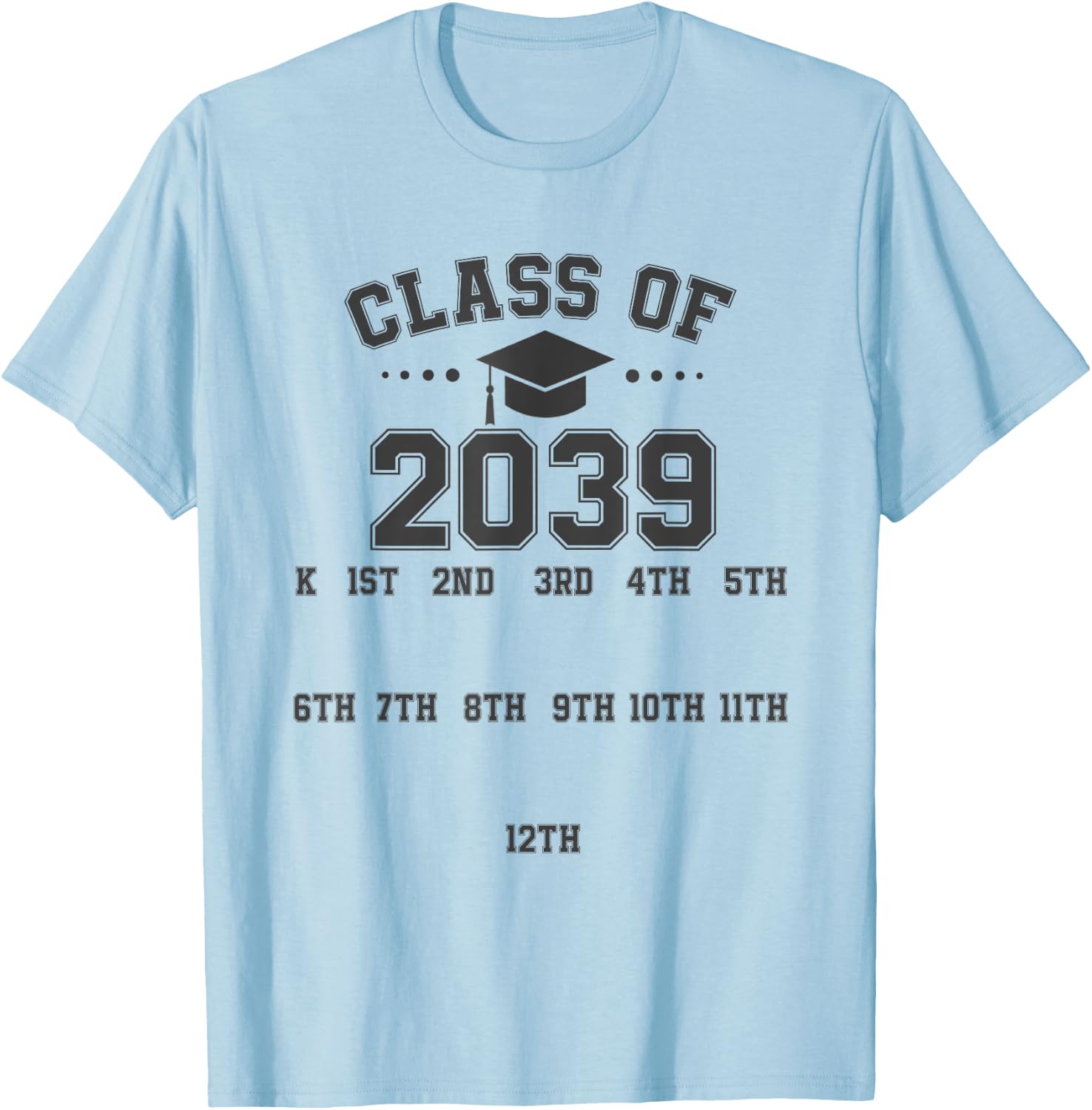 Class of 2039 Grow With Me Pre-k To 12th Grade Handprint T-Shirt - T-Shirt | Light Blue