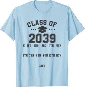 Class of 2039 Grow With Me Pre-k To 12th Grade Handprint T-Shirt - T-Shirt | Light Blue