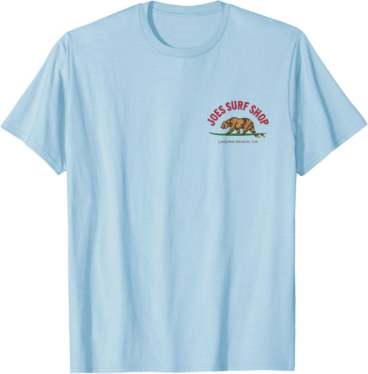 Joe's Surf Surfing Bear Color Logo Graphic T-Shirt - T-Shirt | Light Blue