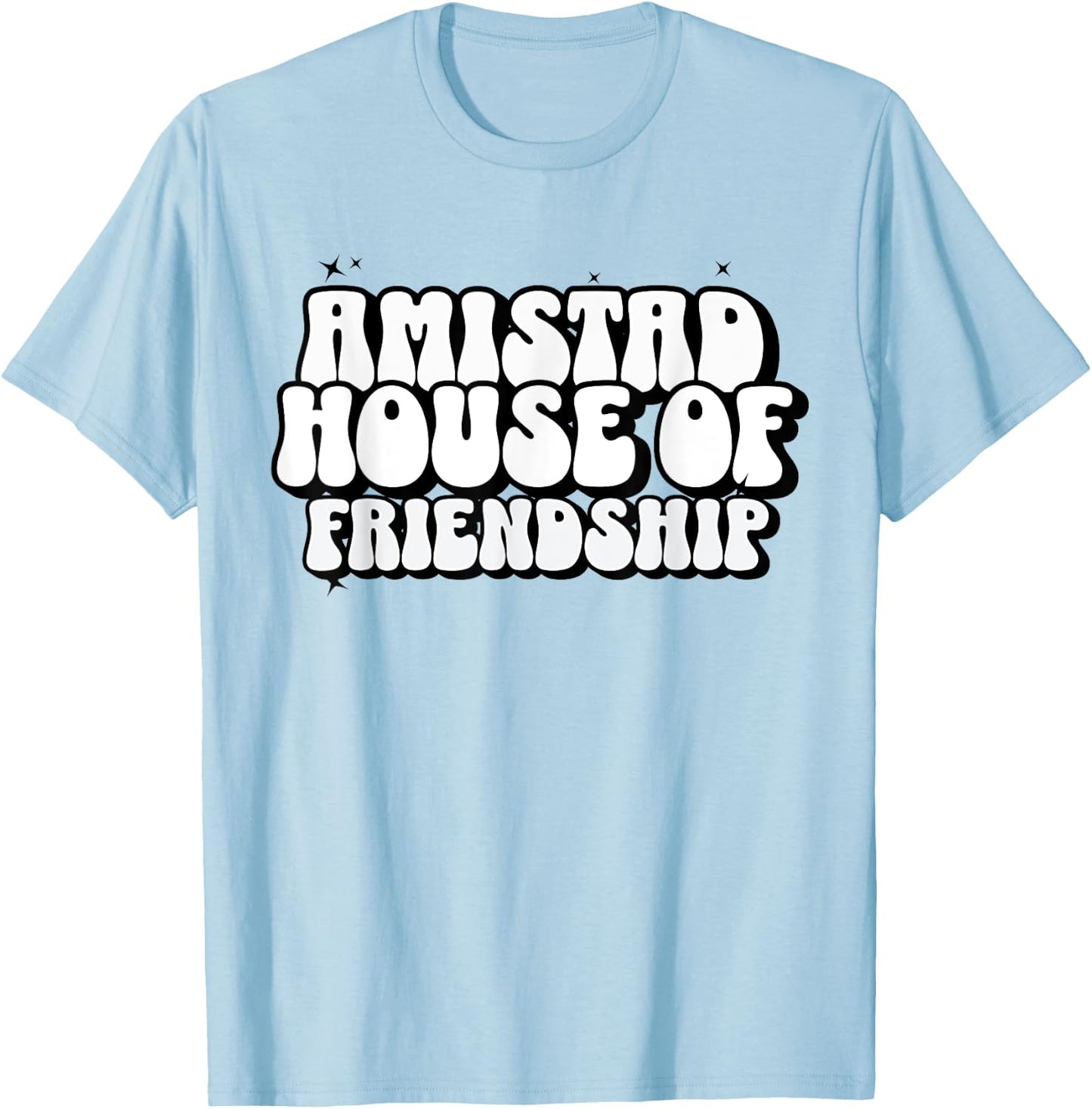 AMISTAD House Of Friendship Red Retro Groovy Social AMISTAD T-Shirt - T-Shirt | Light Blue