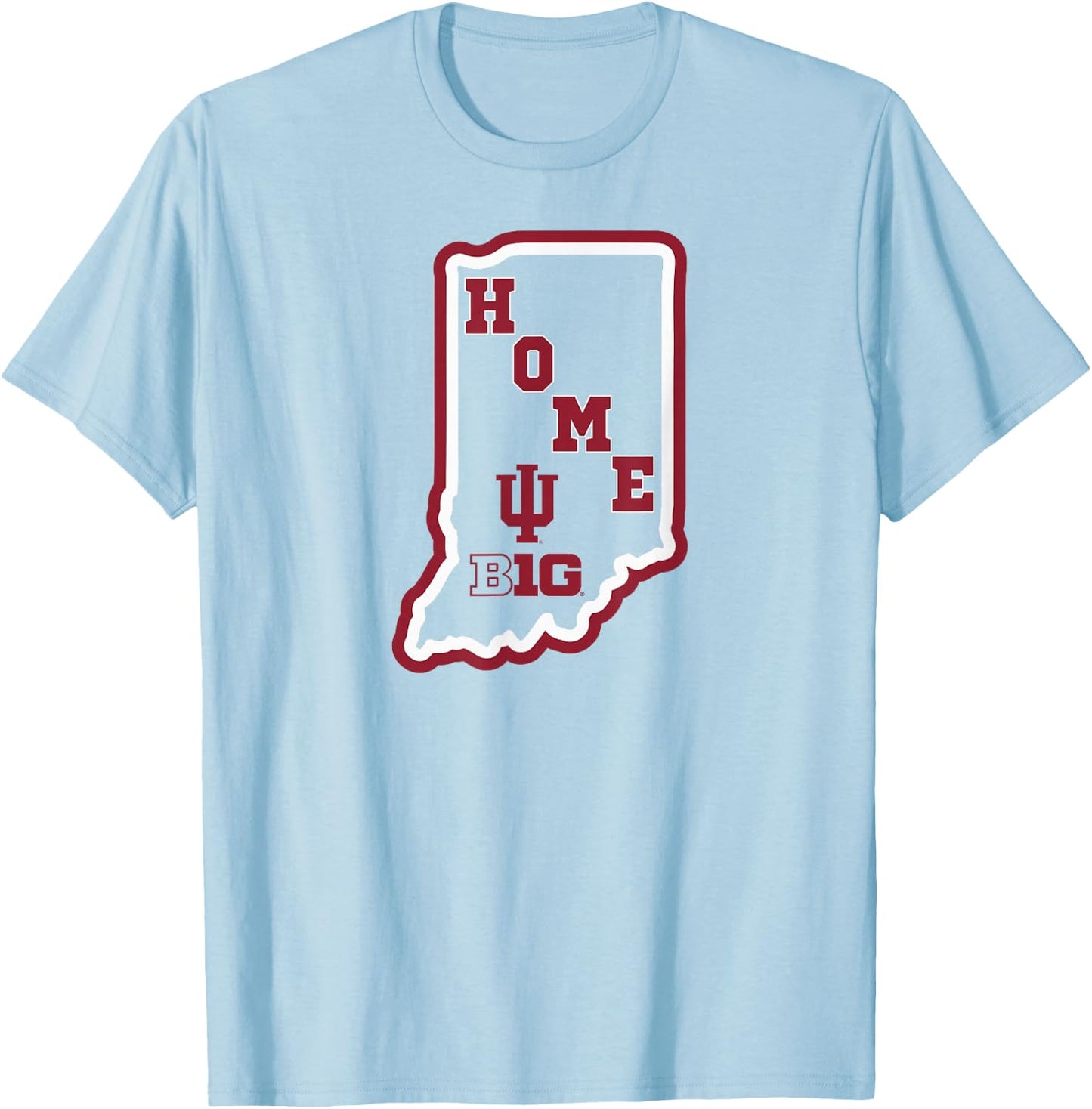 Indiana Hoosiers Big 10 Home State Gray Officially Licensed T-Shirt - T-Shirt | Light Blue