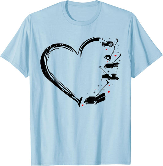 Cute Love Mower Heart Shirt for Mower Mom Mower Player Gift T-Shirt - T-Shirt | Light Blue