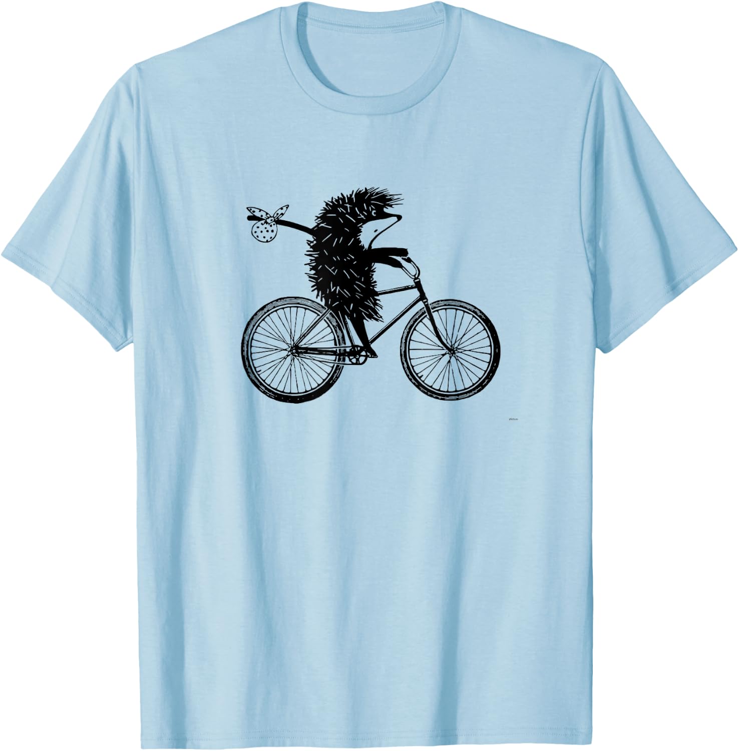 Hedgehog on the bicycle Funny Shirt / "ezhik v tumane" T-Shirt - T-Shirt | Light Blue