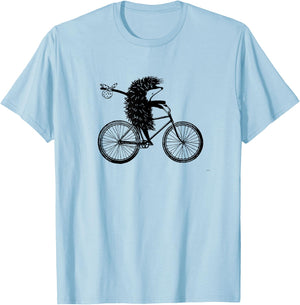 Hedgehog on the bicycle Funny Shirt / "ezhik v tumane" T-Shirt - T-Shirt | Light Blue