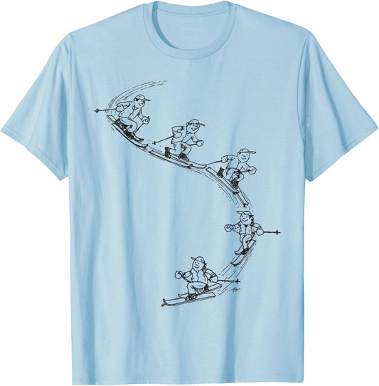 Telemark Skier Movement T-Shirt - T-Shirt | Light Blue