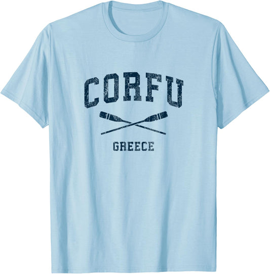 Corfu Greece Vintage Nautical Paddles Sports Oars T-Shirt - T-Shirt | Light Blue