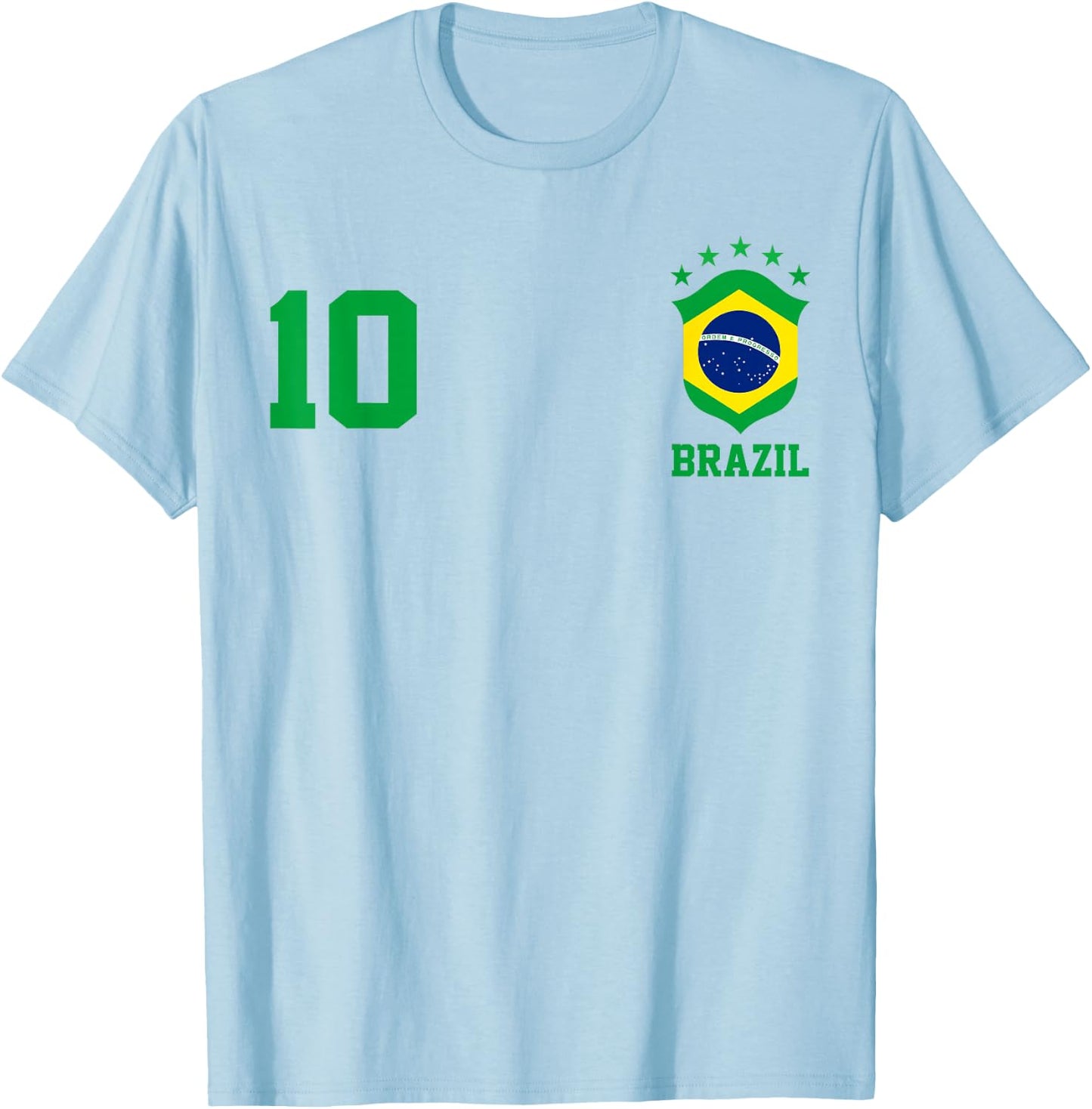 Chica Brazil Flag Brazilian Pride Soccer Jersey No.10 Lovers T-Shirt - T-Shirt | Light Blue
