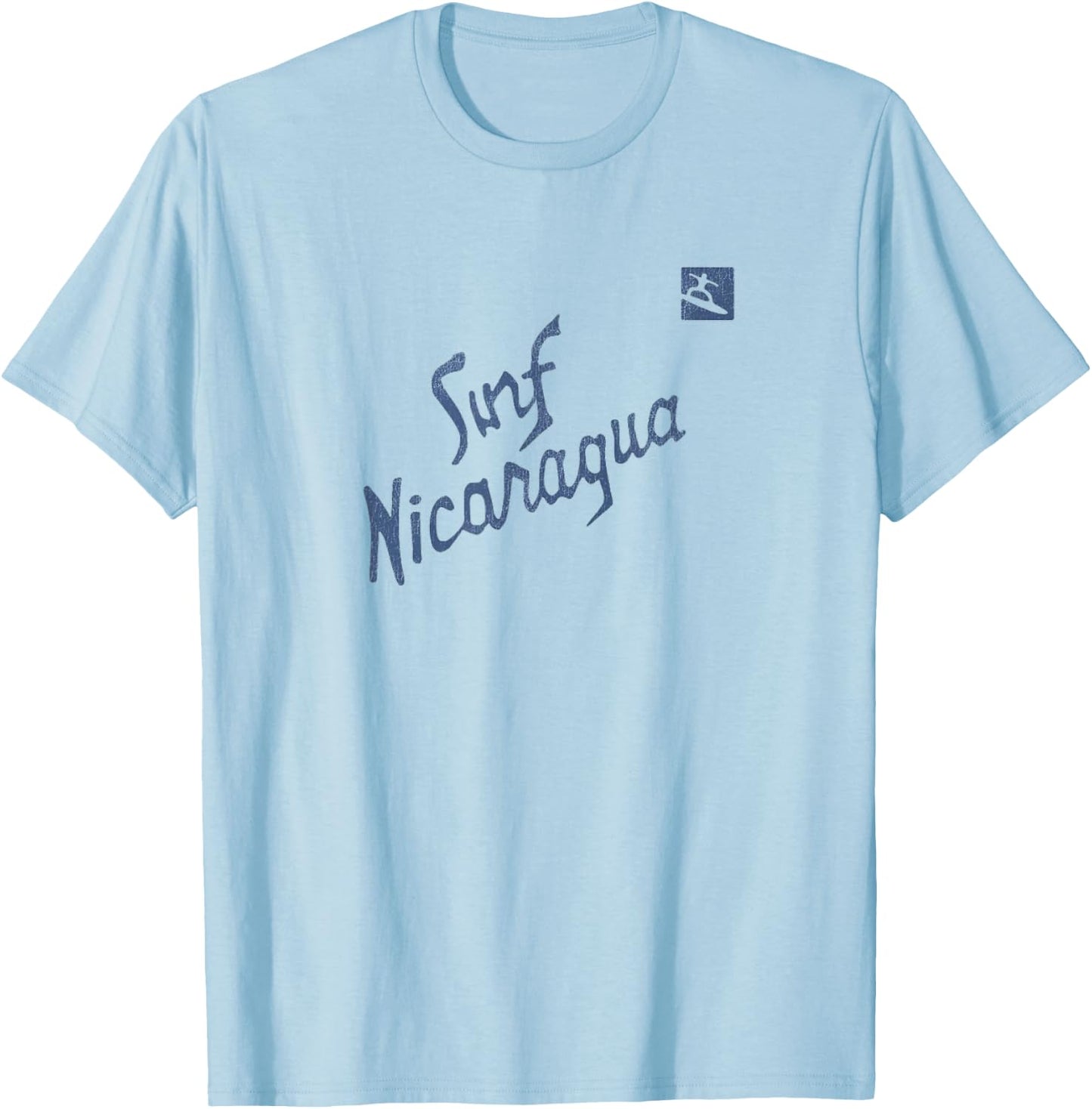 Surf Nicaragua Retro 80s Funny Surfing Beach Vibes Retro Men Women T-Shirt - T-Shirt | Light Blue