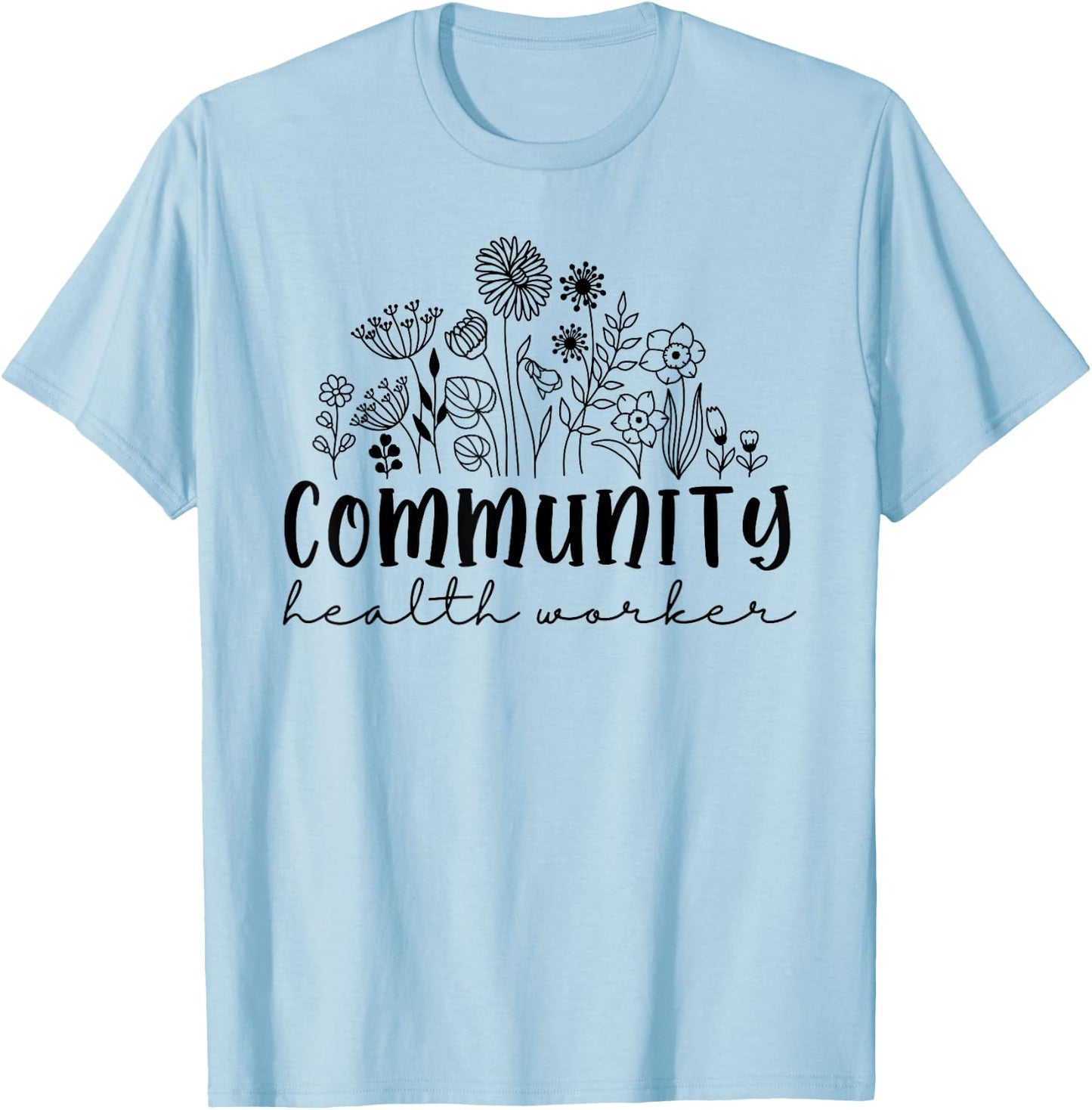 Retro Wildflower Community Health Worker Women Squad Nurse T-Shirt - T-Shirt | Light Blue