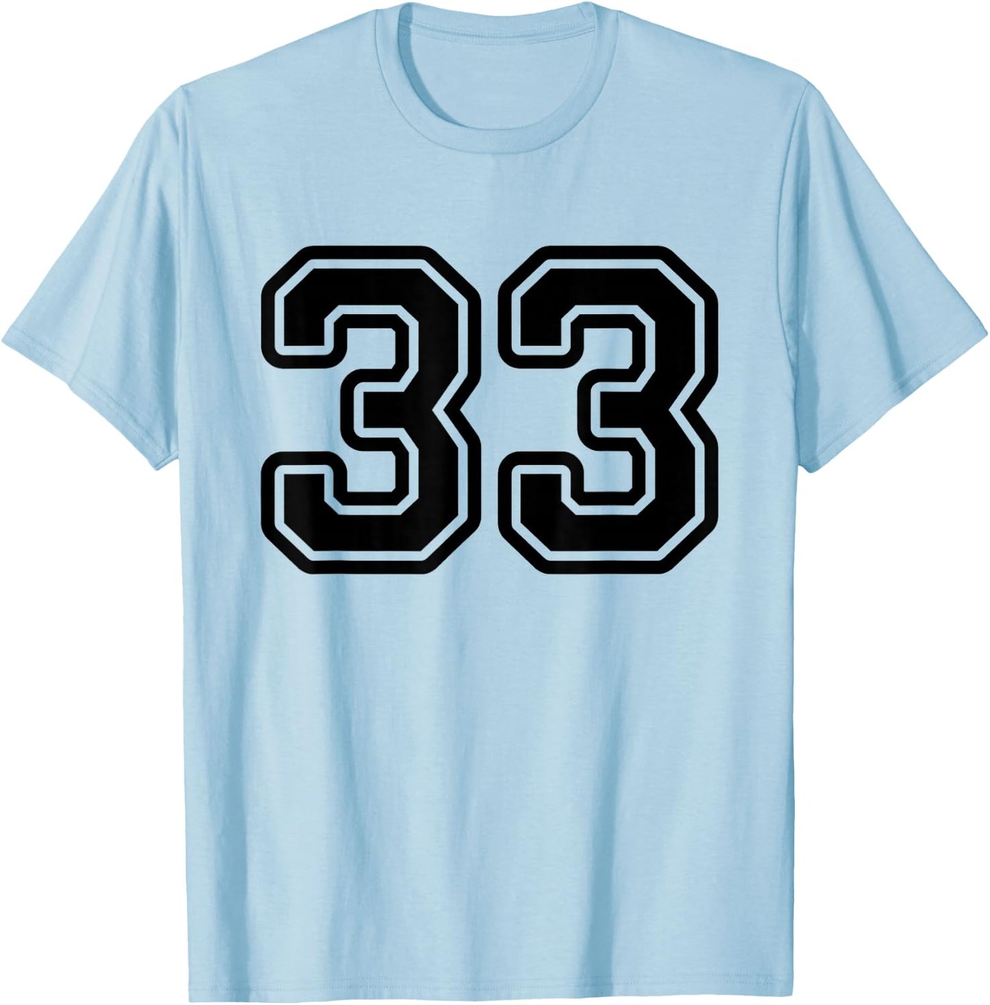 Number #33 Black Sport Varsity Number 33 T-Shirt - T-Shirt | Light Blue