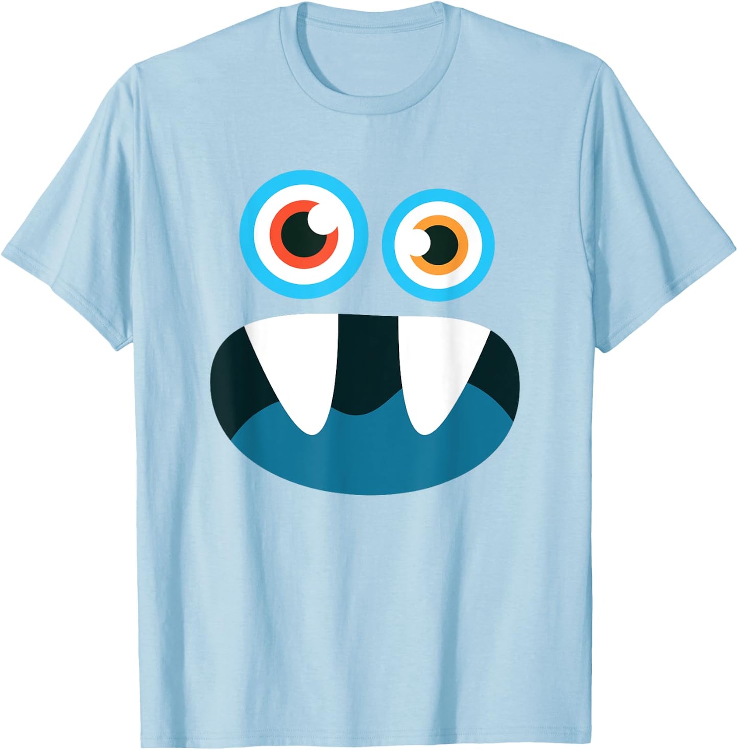 Cute Monster Face Funny Halloween Matching Costume Outfit T-Shirt - T-Shirt | Light Blue