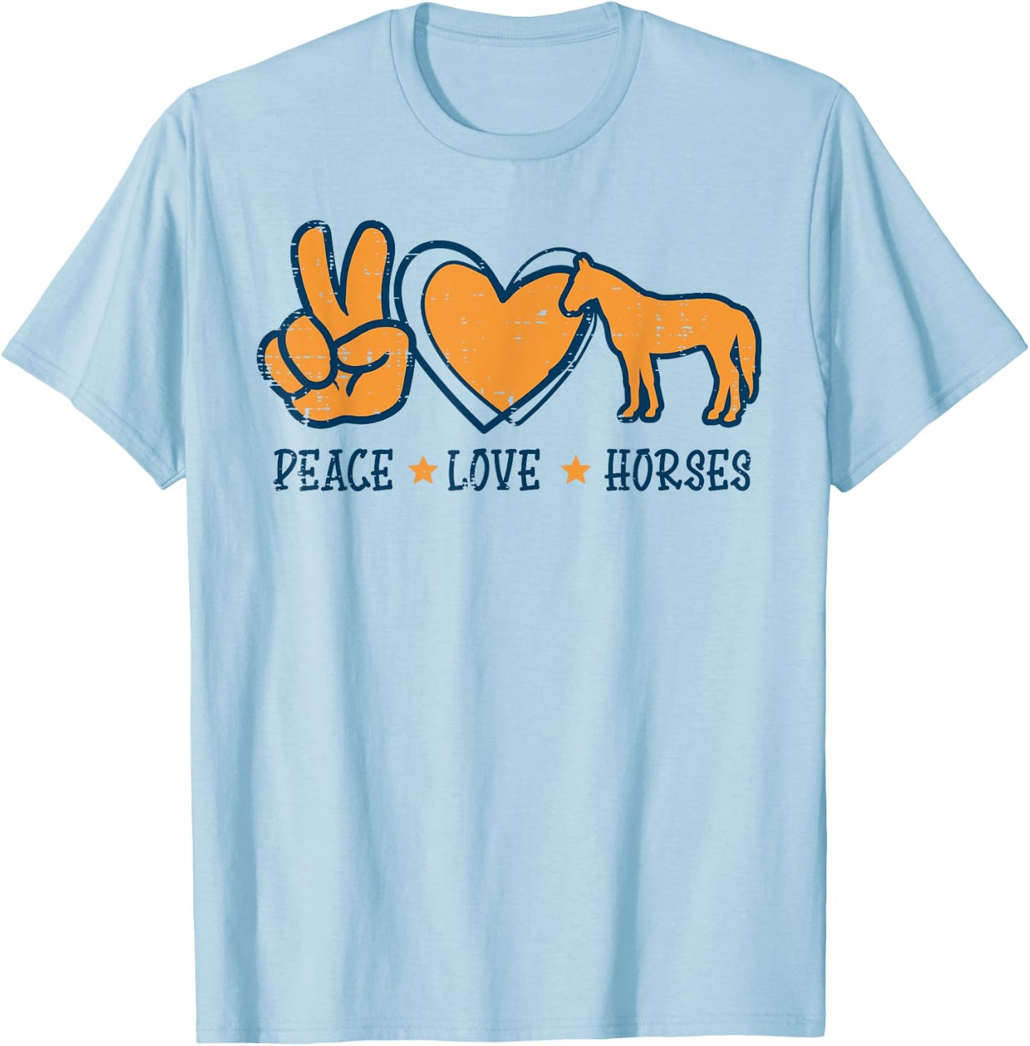 Peace Love Horses Cool Equestrian Hippie Men Women Kids T-Shirt - T-Shirt | Light Blue