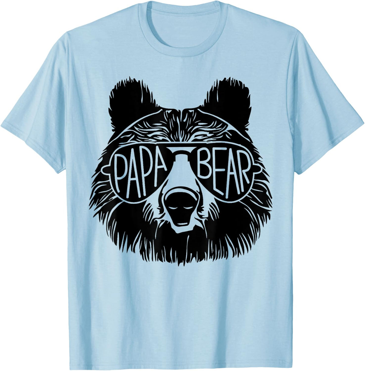 Papa Bear Face Sunglasses Papa Bear Lover Father's Day T-Shirt - T-Shirt | Light Blue