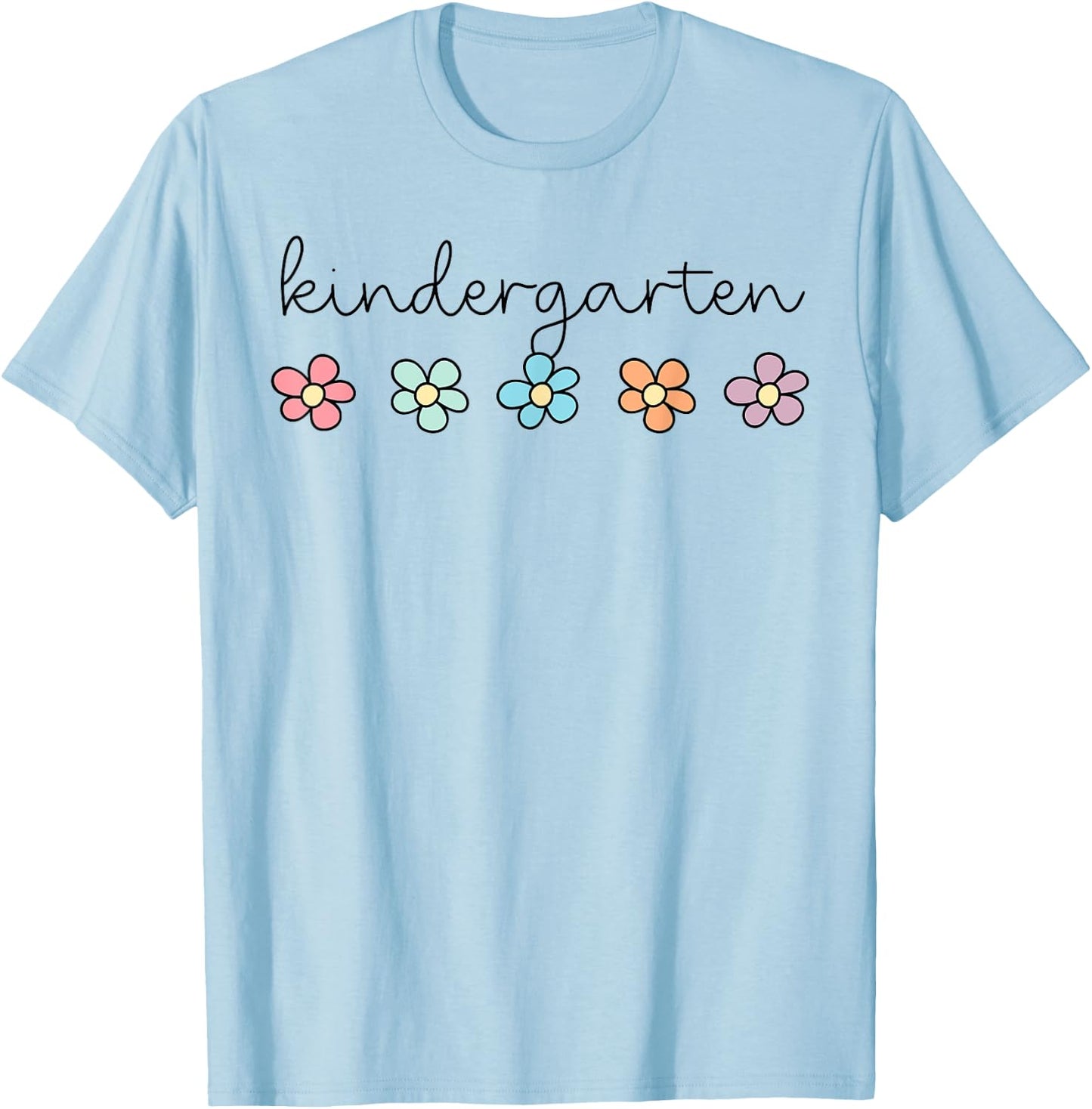 Retro Groovy Kindergarten Hello Kindergarten Teacher Kids T-Shirt - T-Shirt | Light Blue