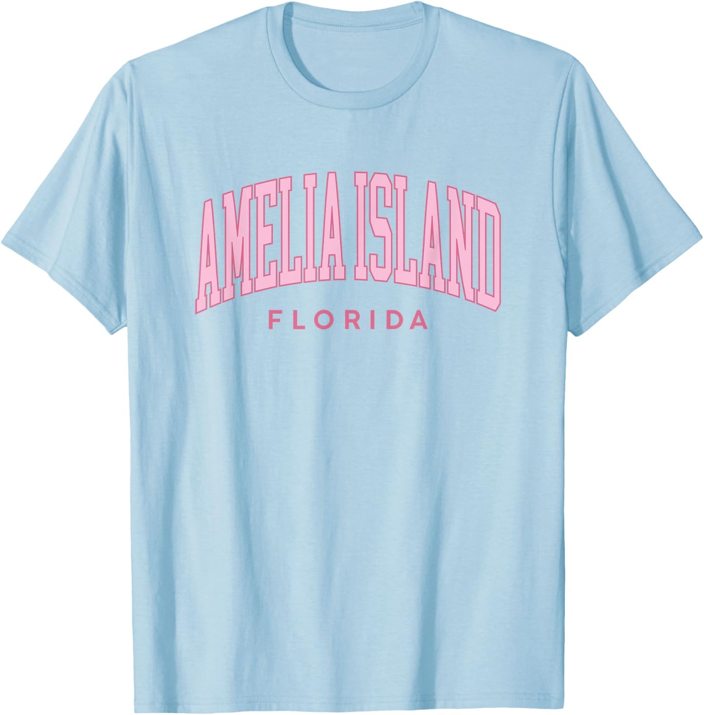 Amelia Island Florida Retro Preppy Throwback Pink Girls T-Shirt - T-Shirt | Light Blue
