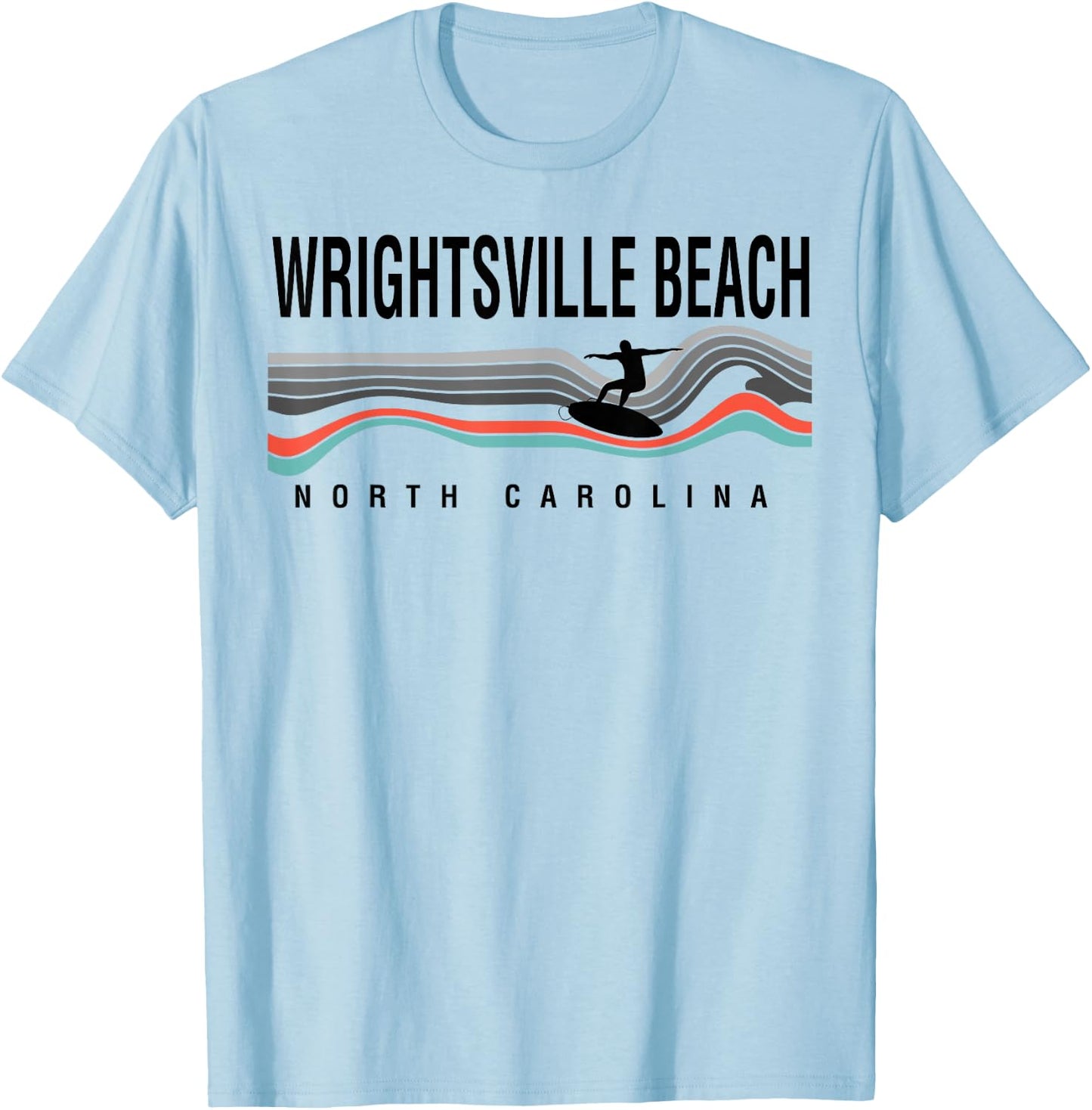 Wrightsville Beach North Carolina Surfboard Navy Men Women Girls Kids T-Shirt - T-Shirt | Light Blue