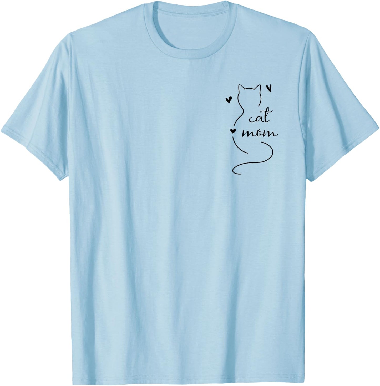 New 2025 Minimalistic Cat Mom T-Shirt - T-Shirt | Light Blue