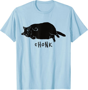 Black Cat Chonk Funny Black Cat Meme Fat Chonky Cat Men Women T-Shirt - T-Shirt | Light Blue