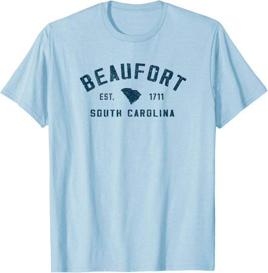 Vintage Beaufort South Carolina Retro Throwback Souvenir T-Shirt - T-Shirt | Light Blue