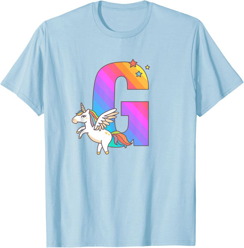 Unicorn Monogram Letter G Initial Cute Girls Birthday Gift
