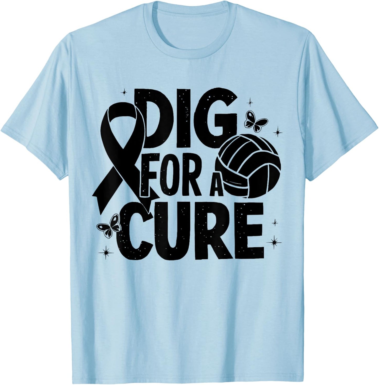 Dig For A Cure Breast Cancer Awareness Volleyball Pink T-Shirt - T-Shirt | Light Blue