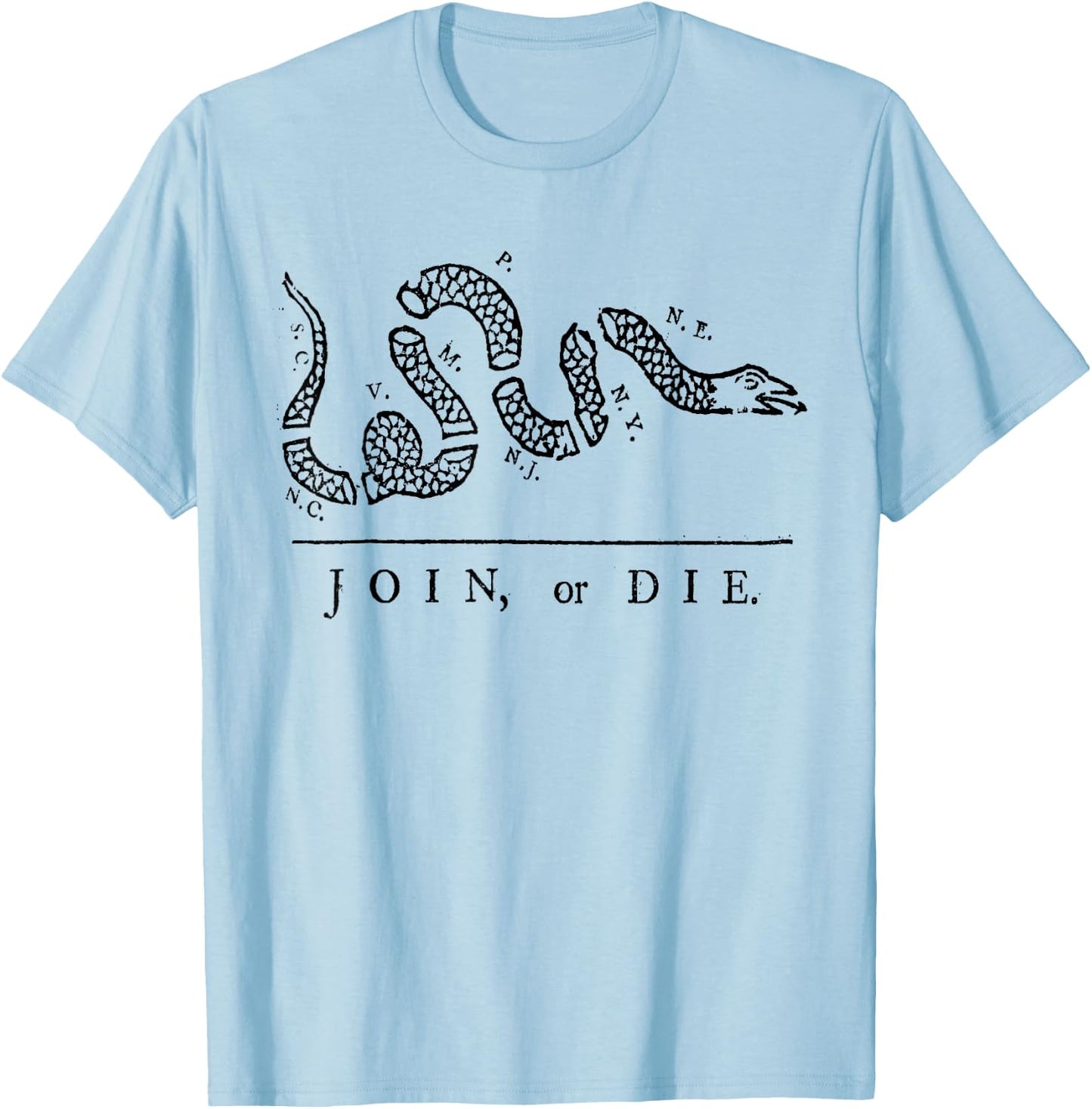 Join or Die with black snake T-Shirt - T-Shirt | Light Blue