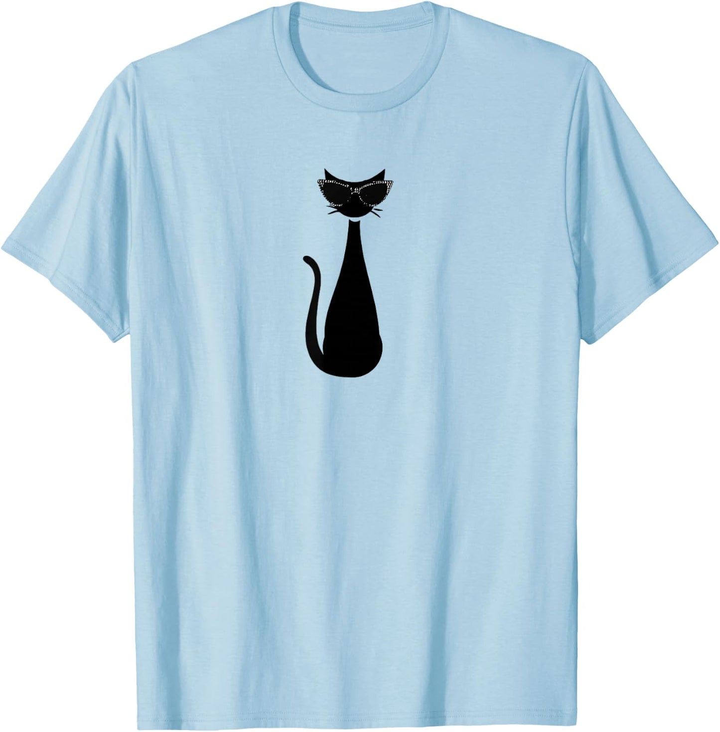 Retro Vintage Mod Atomic Black Cat Eye Eyeglasses Rockabilly T-Shirt - T-Shirt | Light Blue