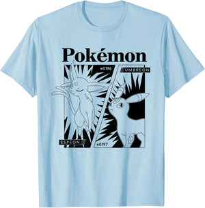 Pokémon - Espeon Umbreon Eeveelutions Manga Panel T-Shirt - T-Shirt | Light Blue